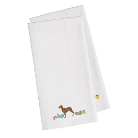 CAROLINES TREASURES Australian Kelpie Easter White Embroidered Kitchen Towel CK1600WHTWE